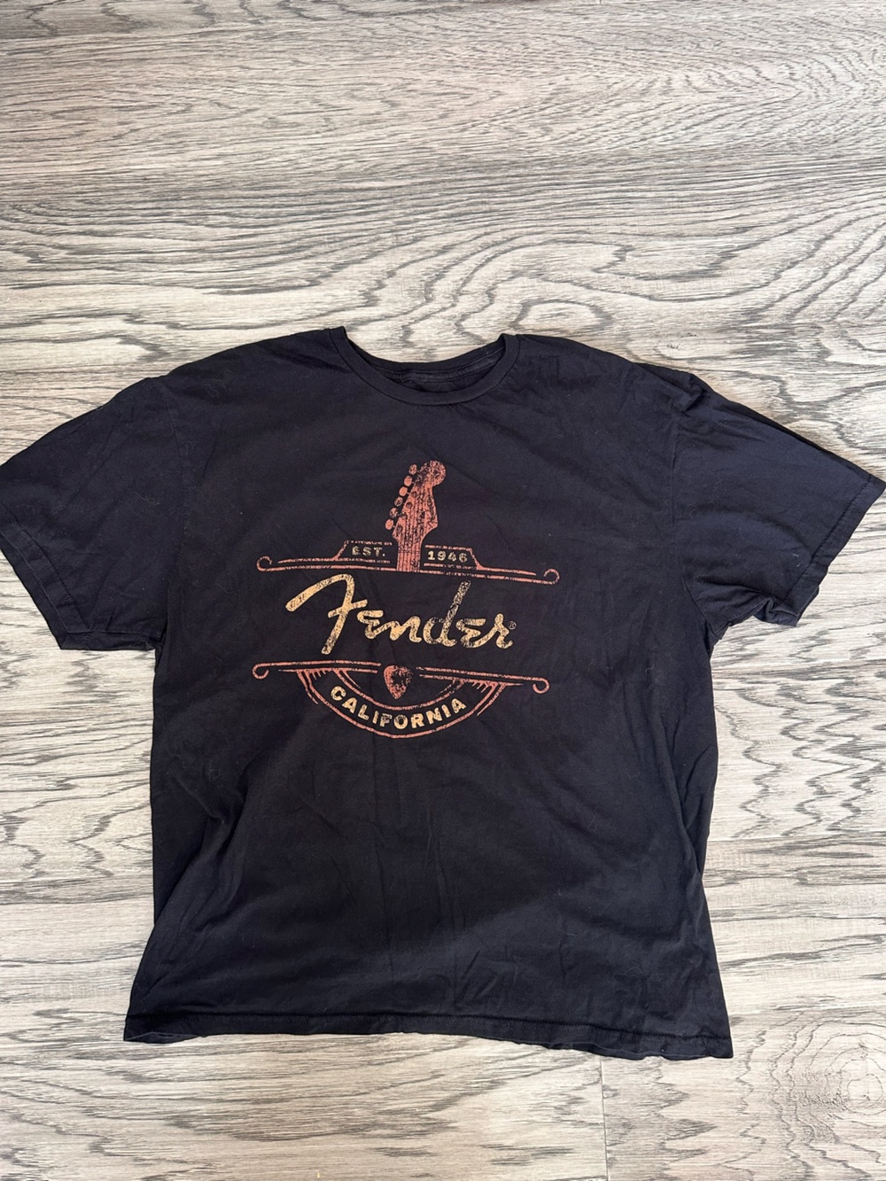 Fender Black Short-Sleeve Tee with Rust Graphic